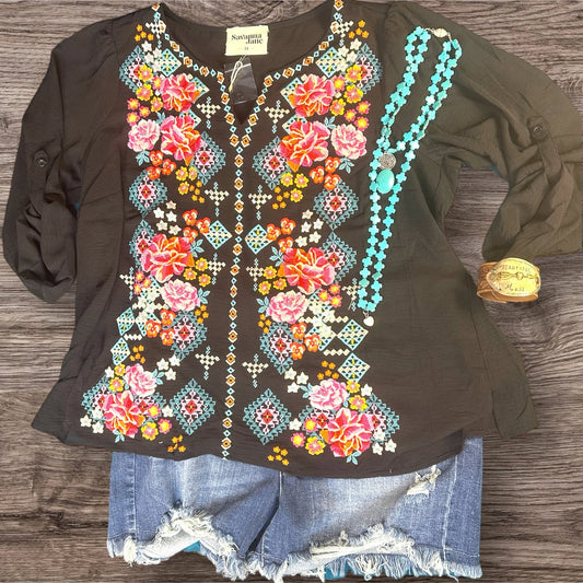 Black and Bloom Top *Final Sale*