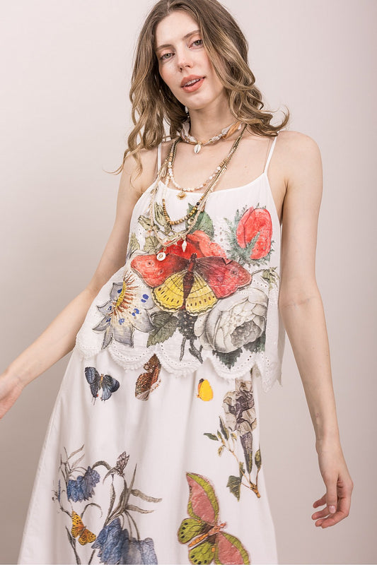 Butterfly Garden Cotton Eyelet Midi Dress by BlueVelvet