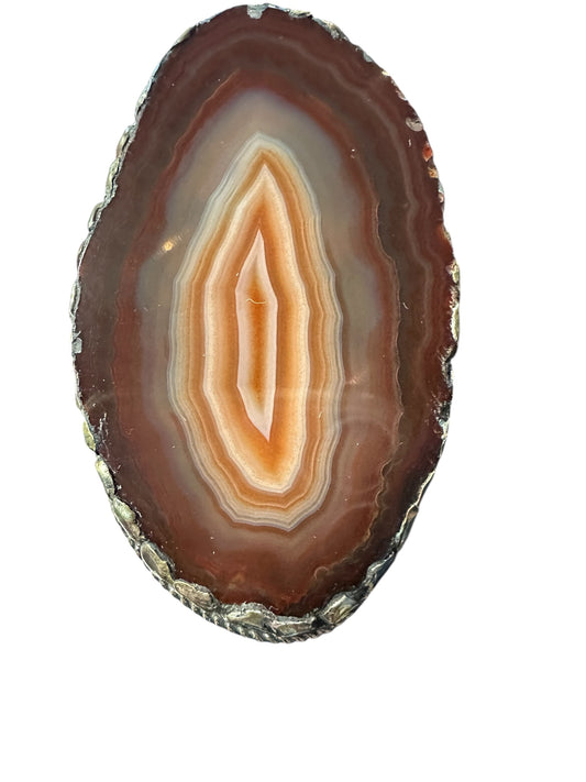 Brazilian Agate Chocolate Brown Adjustable RIng