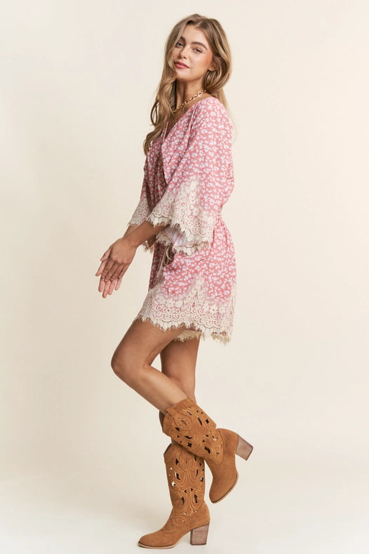 Blushing in Lace Romper