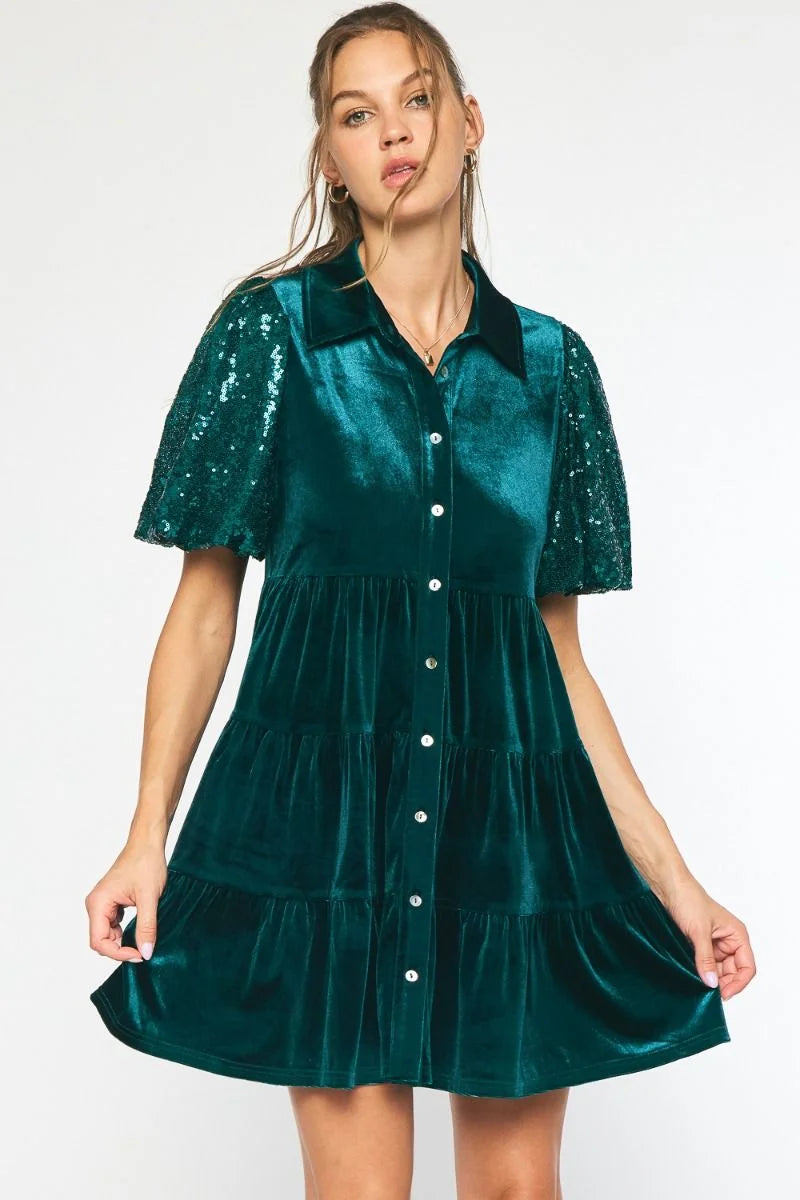 Festive Frock Velvet Button-Down Dress / Tunic