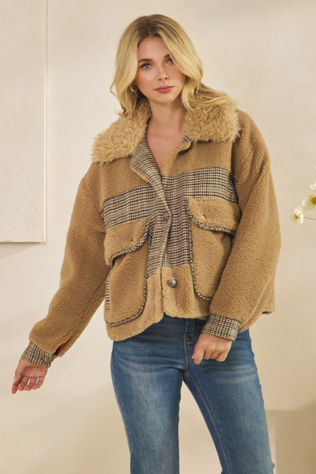 The Houndstooth Hug Jacket eclectic women's jacket Oceans of Time Boutique
