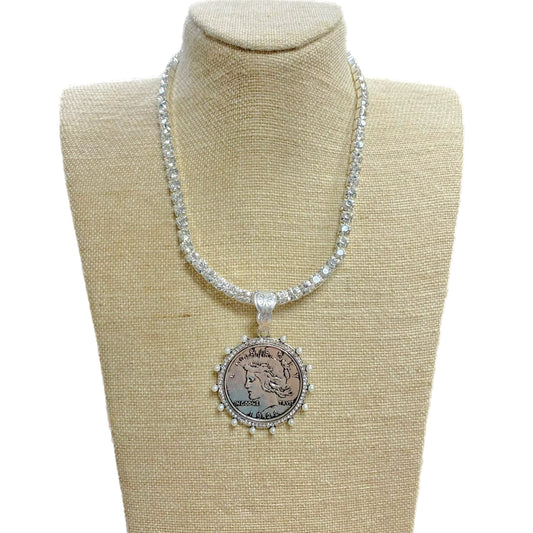 Liberty Coin with Bling Necklace