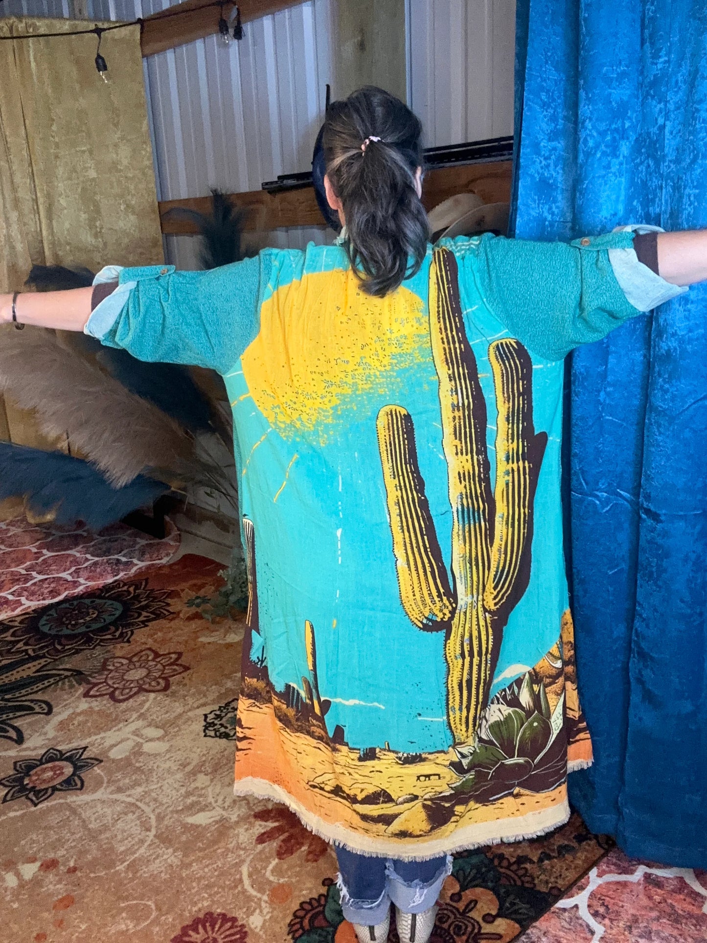 Desert Sunset Cactus Duster/Kimono