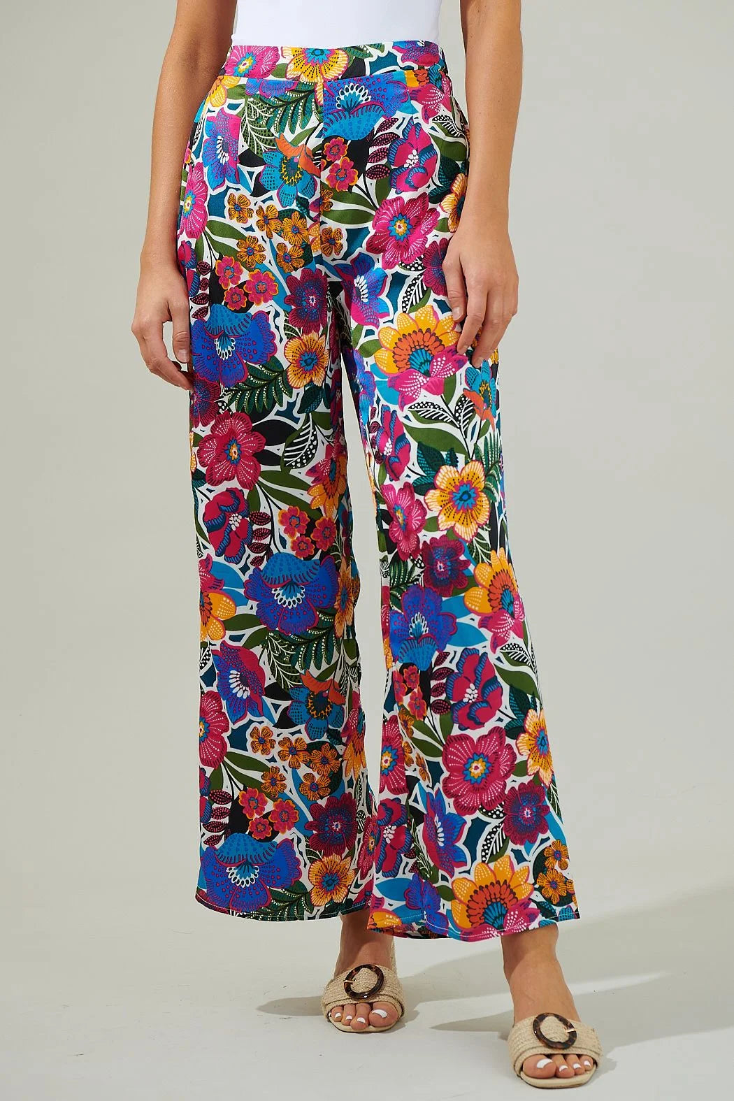 Vibrant Floral Wide Leg Pants