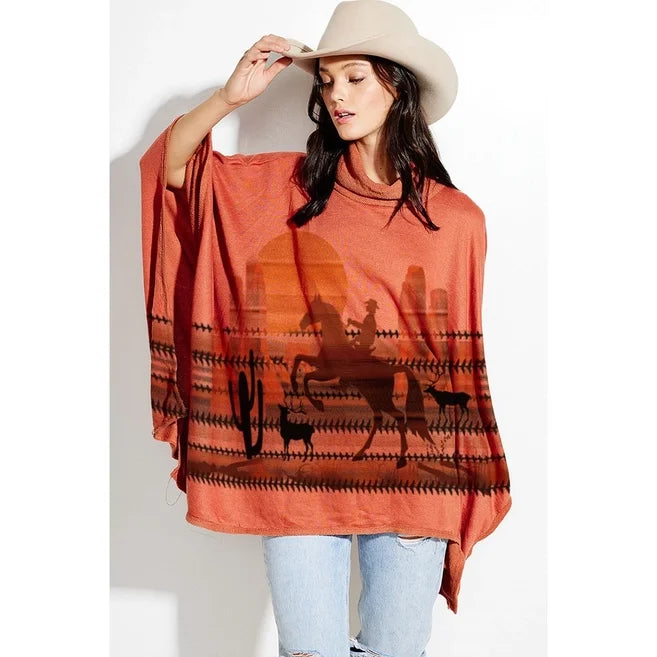 Desert Rodeo Poncho in boho eclectic style