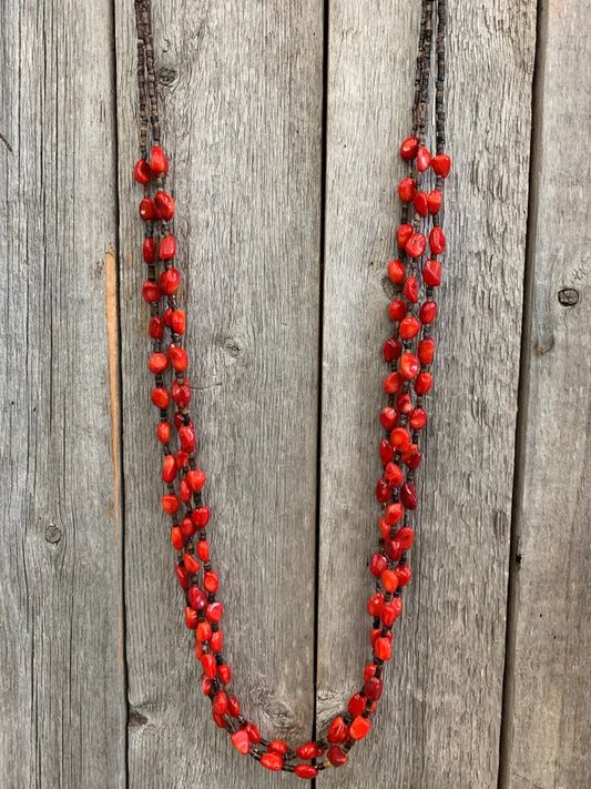 Coral and Pin Shell Necklace
