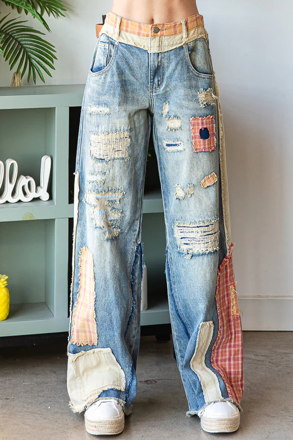 Let's Patch Things Up Denim Pants